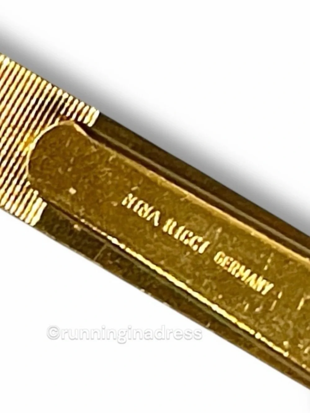 VTG Nina Ricci Paris Crosshatch Gold & Silver Tie Clip Bar Germany 2.5